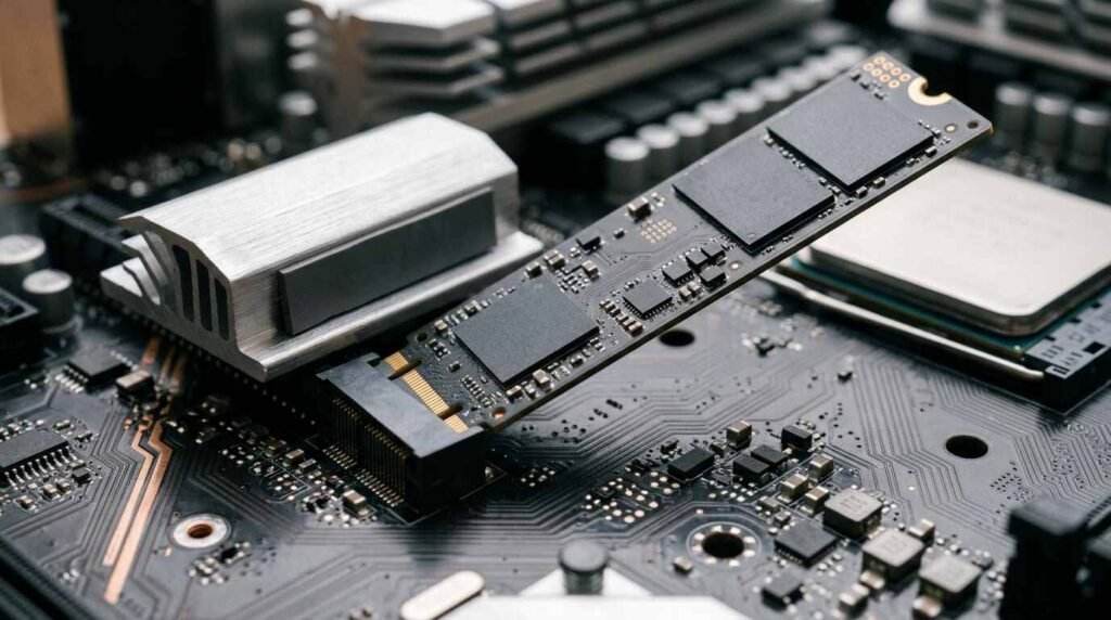 M.2 SSD installed in a motherboard slot