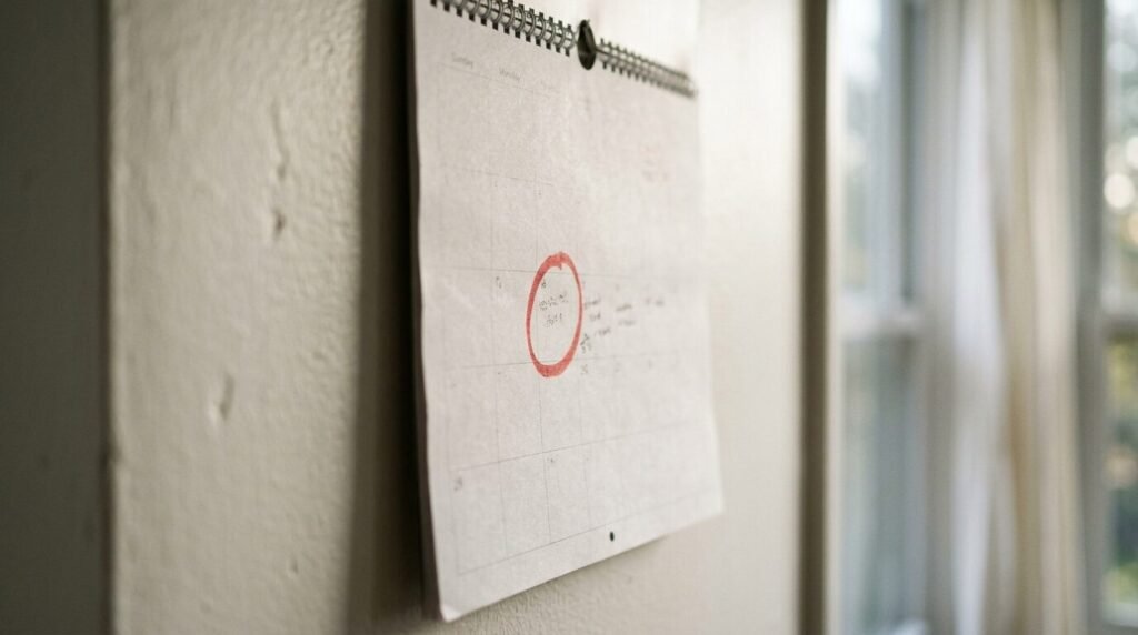 Calendar with an end-of-support date circled