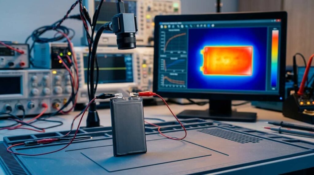 Smartphone battery cell with a thermal heat map