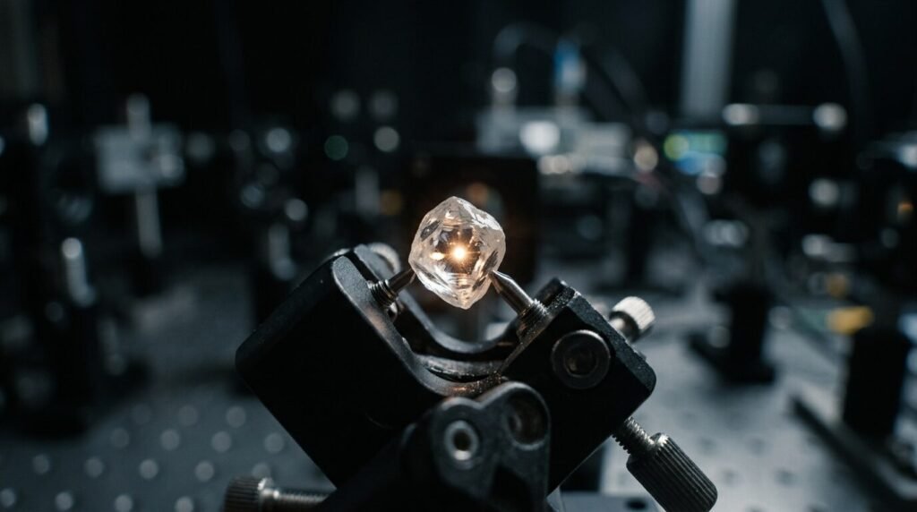 Small diamond crystal with a single glowing point inside