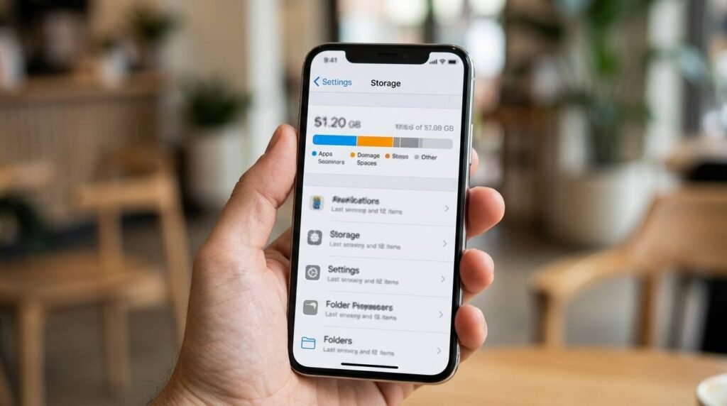 Phone settings screen showing an iCloud storage bar