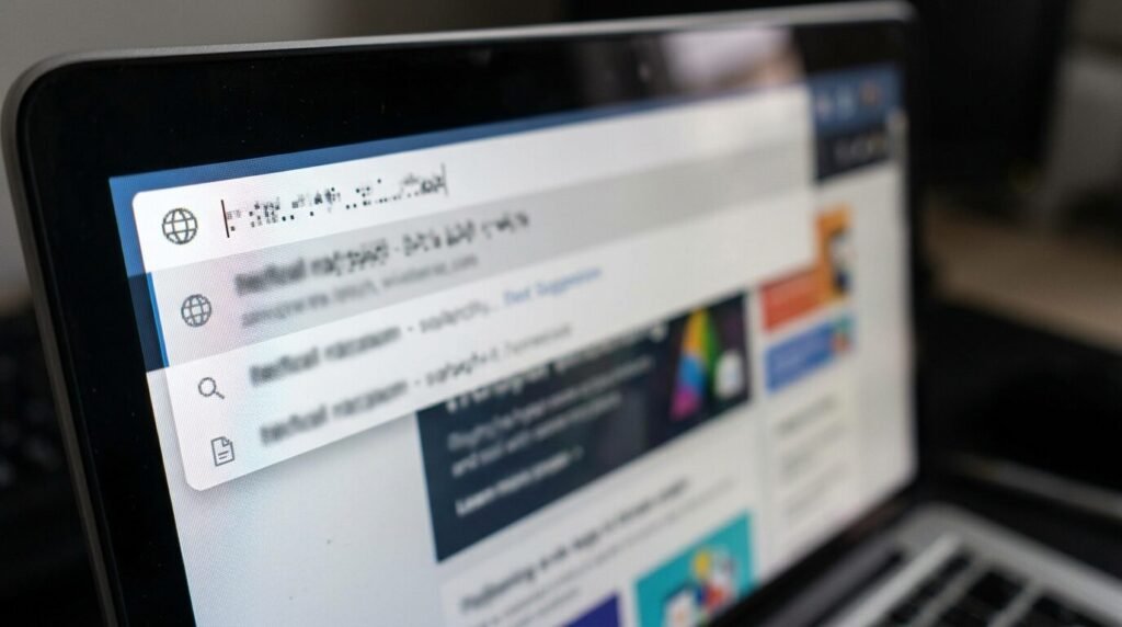 Browser address bar and globe icon for a domain name search
